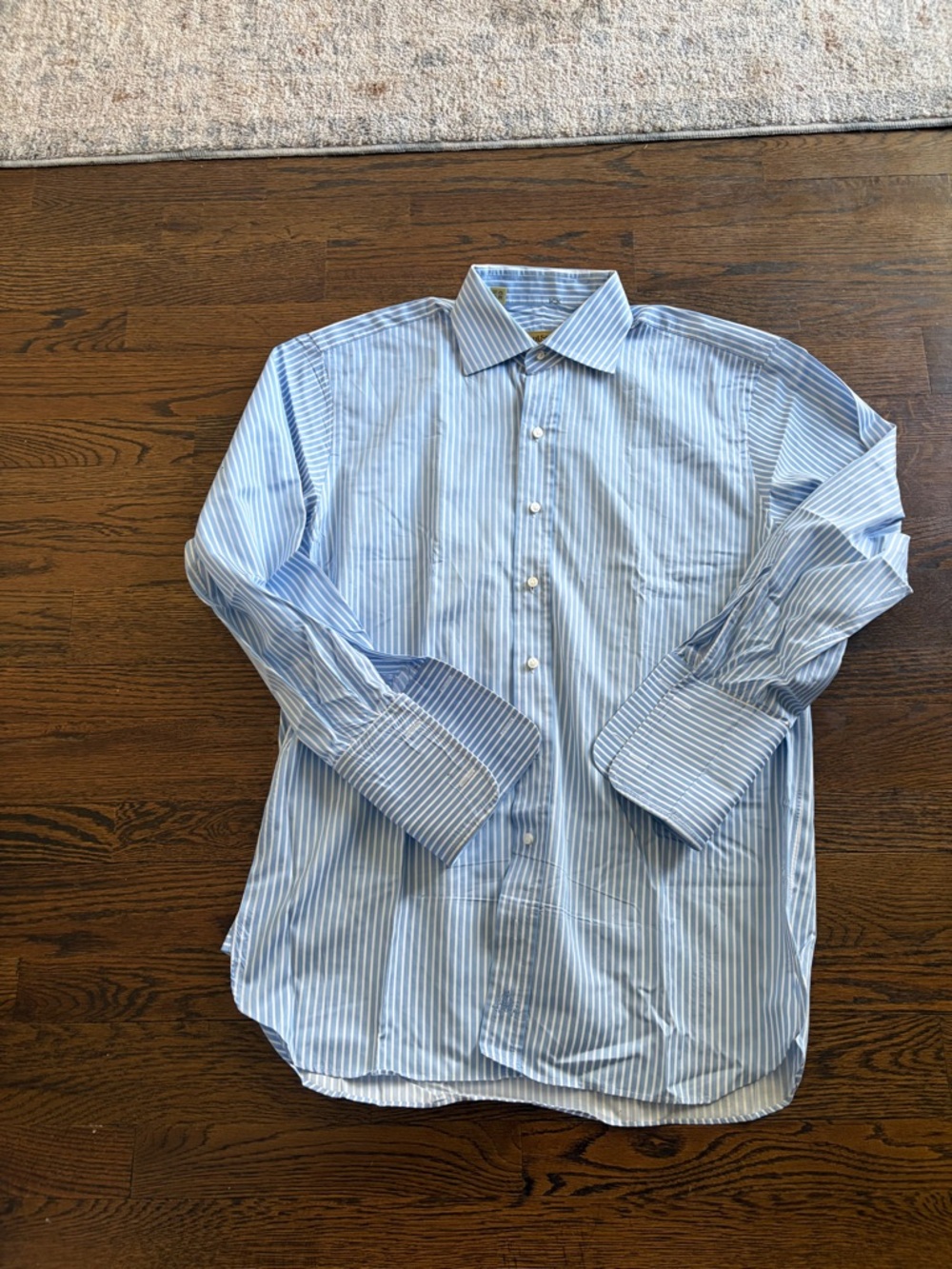 Paul Stuart Blue and White Pinstripe Dress Shirt